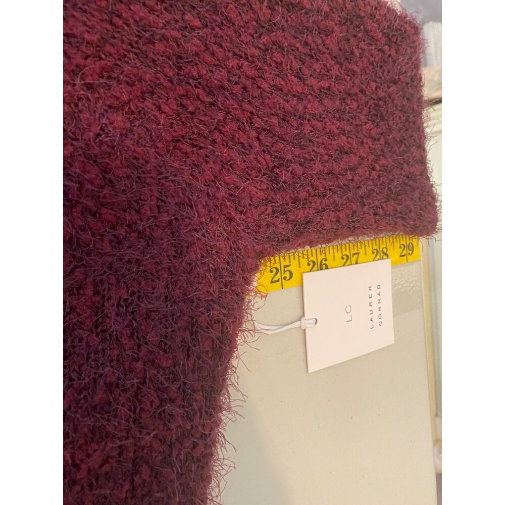 NWT Lauren Conrad Burgundy Textured Long-Sleeve Sweater XL - Picture 8 of 9
